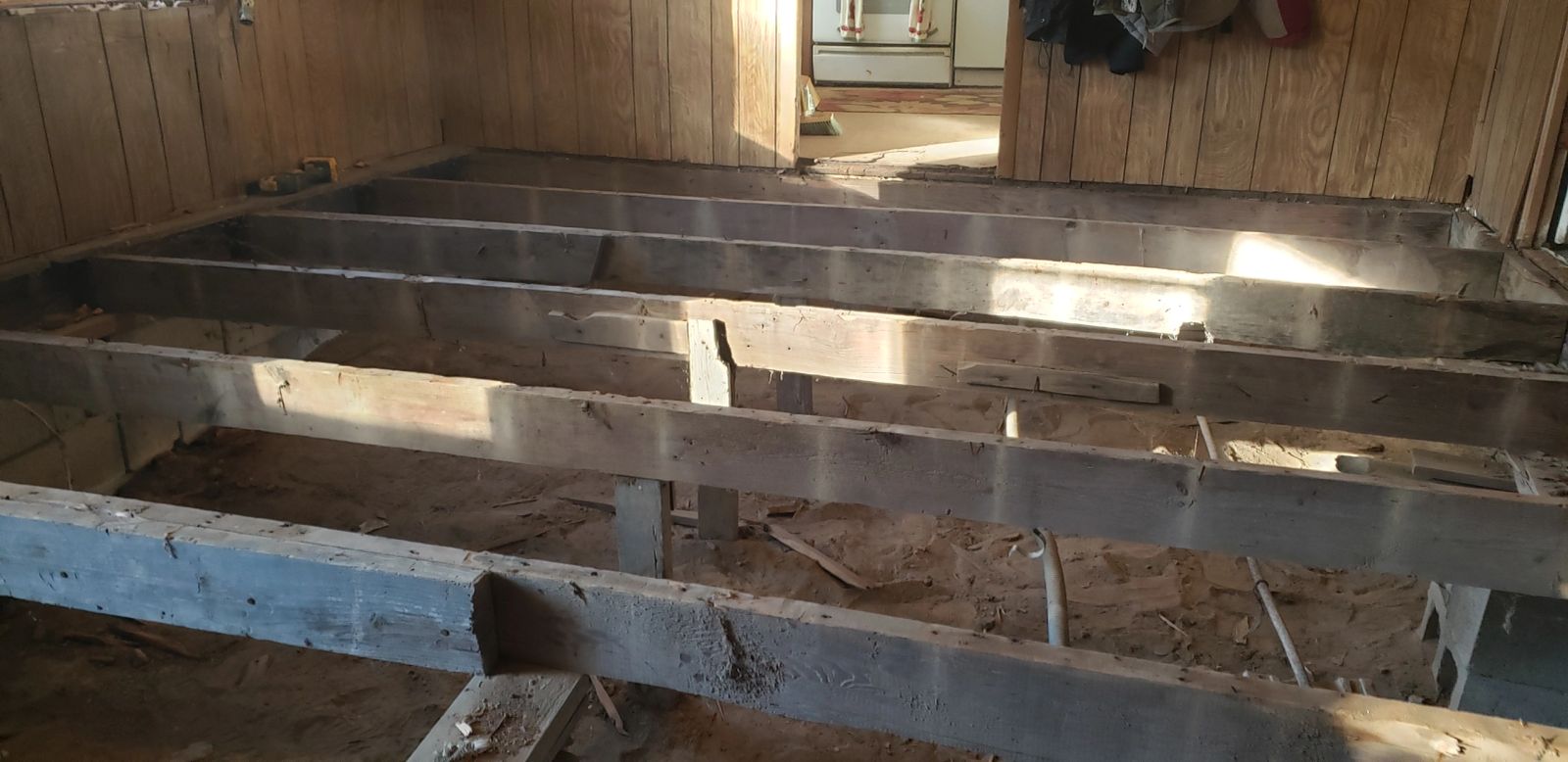Floor repair work in progress